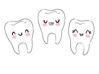 Hand drawn cute tooth dental design vector illustration