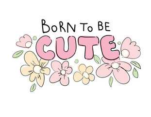 Hand Drawn flowers Decorative elements for design Vector illustration Kids Print