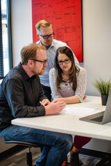 Obraz premium Client and project manager discussing project timelines and milestones, ensuring alignment and clarity, Generative AI