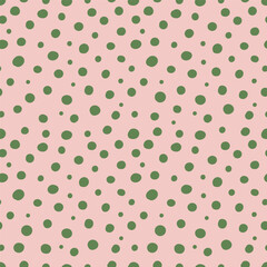 Vector abstract seamless pattern with polka dot ornament. Hand drawn fabric design or wallpaper for you design.