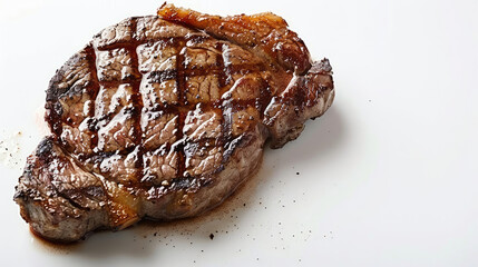Grilled beef steak on a white background. Close-up.