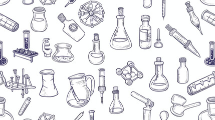 Seamless pattern with laboratory equipment attributes