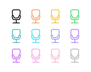 Set of chair icons with different colors