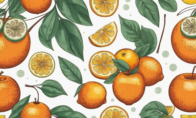 A vibrant collection of fruit-themed stickers, featuring a variety of citrus and orchard fruits with a playful, cartoonish design.