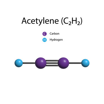 Acetylene C2H2 molecule structure, acetylene molecule, 3D rendering
