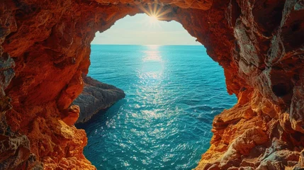 Wandcirkels plexiglas Azure View Through a Hole in a Terracotta Wall © Татьяна Креминская