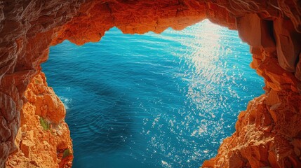 Azure View Through a Hole in a Terracotta Wall