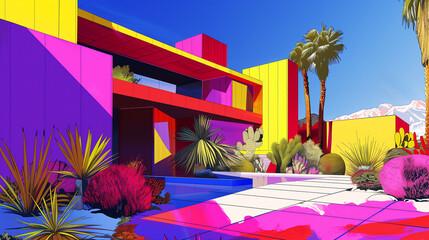 Colorful Modern house illustration