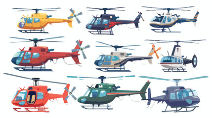 Set of helicopters. Helicopter icon isolated. Vector