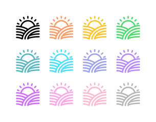Obraz premium Editable sunrise, morning vector icon. Farm, field, nature, landscape. Part of a big icon set family. Perfect for web and app interfaces, presentations, infographics, etc