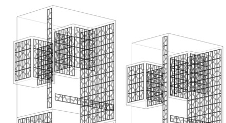 modular modern architecture 3d illustration