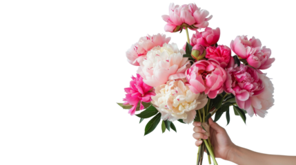 Human hand holding flowers