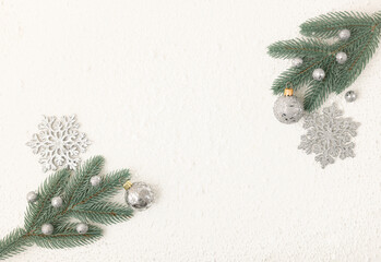 Christmas background with fir branches and decoration