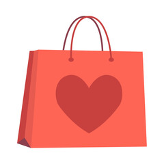 Shopping bag with heart sign on white