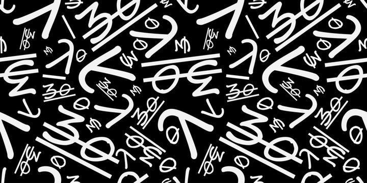 Seamless school math random pattern with lambda, and crossed out number 30,3 and 0