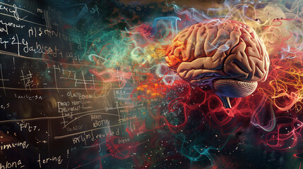 Brainstorming Mind with Mathematical and Scientific Formulas - obrazy, fototapety, plakaty