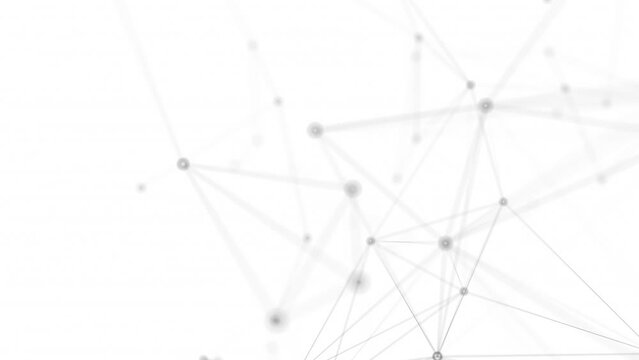Network structure. 3D digital data technology concept. Seamless Loop 4K with copy space white Background