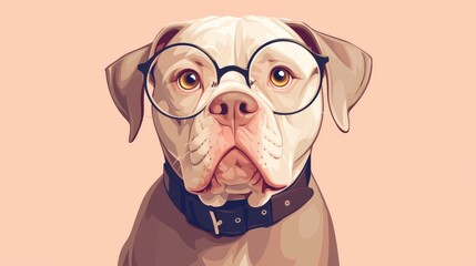A cartoon dog wearing horn-rimmed glasses