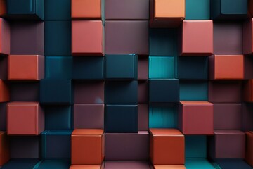 Modern digital geometric cube abstract background. Stylish realistic poster with  3d dark color cube background on dark background. Technology vector illustration

