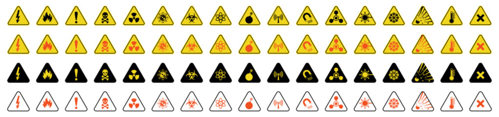 Danger sign collection, Warning Symbol set. Toxic icons .Vector Illustration