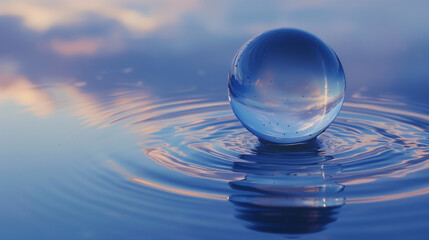 Crystal Ball Reflection on Water Surface - obrazy, fototapety, plakaty