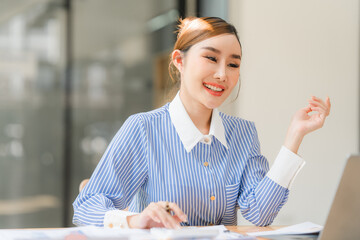 Business man is checking and auditing the business performance with a help from his college....