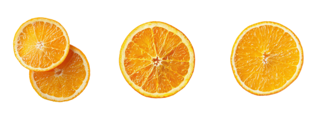 set of half orange fruit and slice isolated  on Transparent Background. Ai generated 