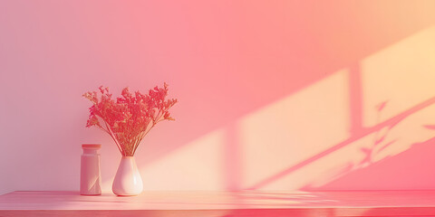 Gradient of dawn colors from pale yellow to rosy pink, inspiring and hopeful, perfect for morning rituals or breakfast nooks  - obrazy, fototapety, plakaty