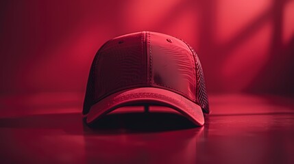 A vibrant and eye-catching trucker cap mockup on a solid red background, featuring its mesh back panels and bold logo, all presented in HD to showcase its modern and urban aesthetic