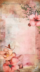 Vintage scrapbook page with flowers and copy space
