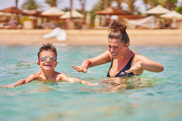 Photo of relaxing vacation in Egypt Hurghada mother with son - 792626741