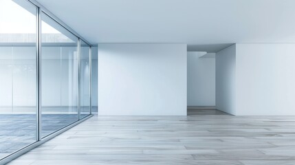 Obraz premium Architecture, corridor of modern building, windows overlooking AI generated