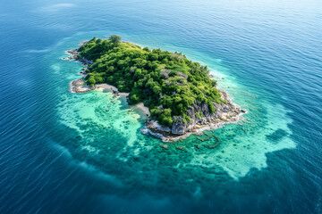 Aerial view of a secluded tropical island paradise Generative AI image