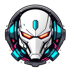 gaming mascot logo, cyborg for t-shirt and sticker