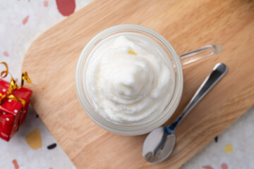 Cafe, sikhye, jujube tea, milk shake, ice, strawberry, latte, pineapple, juice, pretzel meringue, hamburger, bread, sandwich, garlic bread