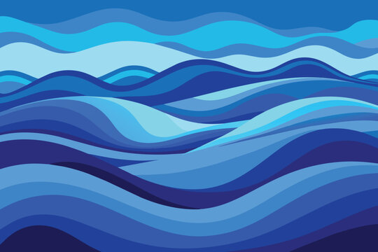 Abstract blue sea wavy vector background