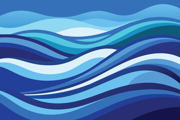 Abstract blue sea wavy vector background - obrazy, fototapety, plakaty