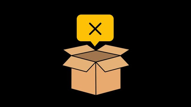 Crossmark bubble on delivery box Animation with transparent background 
