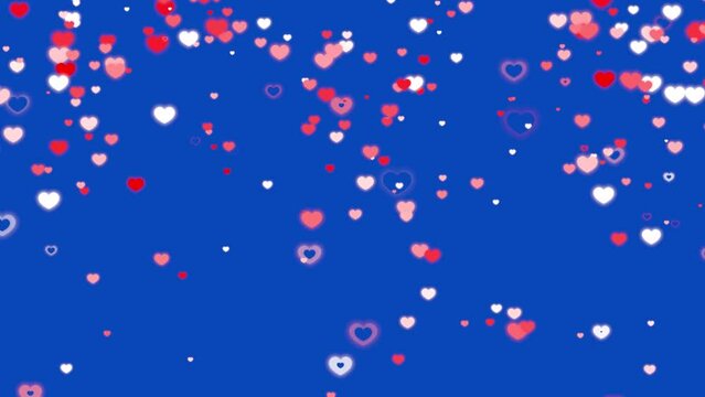 Cute rain of hearts blue screen effect