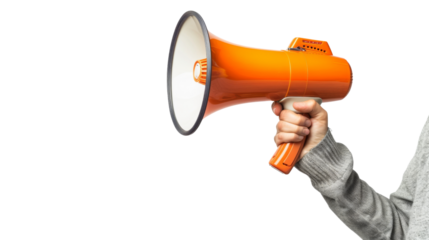 Hand holding a megaphone