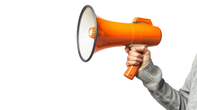 Hand holding a megaphone