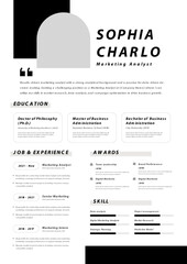 CV Resume Marketing Analyst Template Design