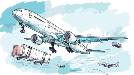 The concept of closing airspace for cargo aircraft. Vector