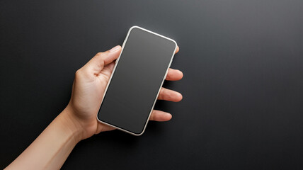 a hand showing casing a mobile empty screen mockup