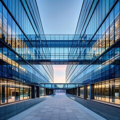 Long exposure shot of modern office lobby with business people Generative AI