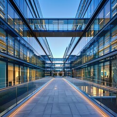 Obraz premium Glass and metal building in an office complex