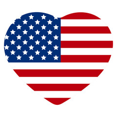Heart with USA flag inside, vector illustration on a transparent background. American flag inside heart.