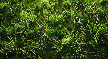 Green lawn from above view - obrazy, fototapety, plakaty