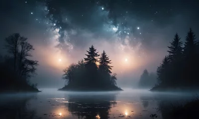 Rolgordijnen mysterious night with abstract elements atmospheric © junet