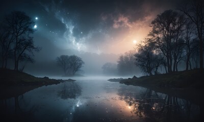 mysterious night with abstract elements atmospheric